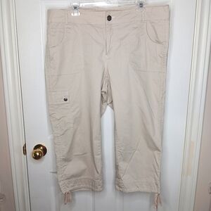 AE Sport Cotton Blend Capris Capri Pants Straight Leg Tan Women's Size 16